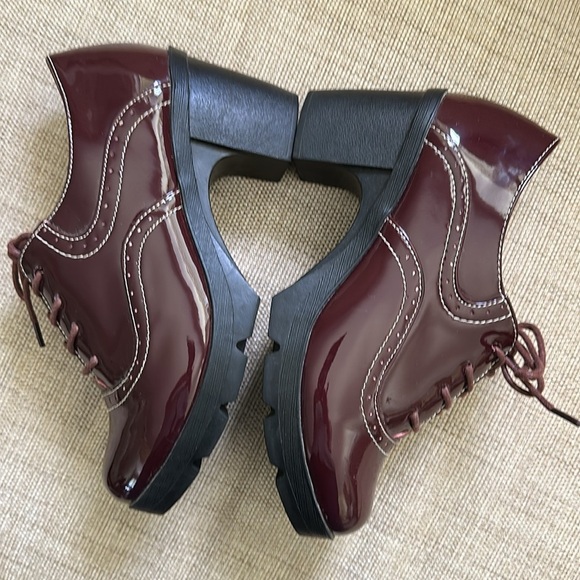 DADAWEN Women's Lace-up Platform Oxfords Mid Block Heel Brogue Shoe Patent *Read - Picture 8 of 17